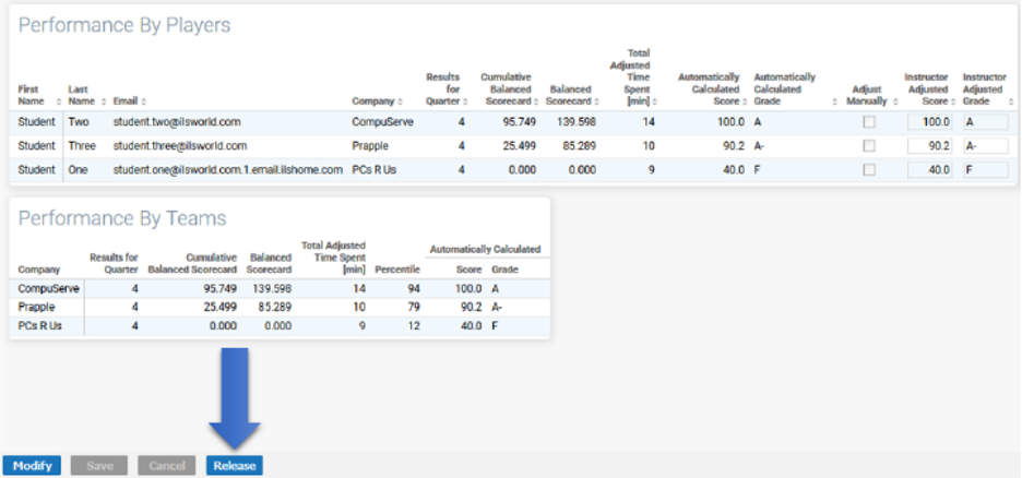Example image showing how grades can be exported to an LMS