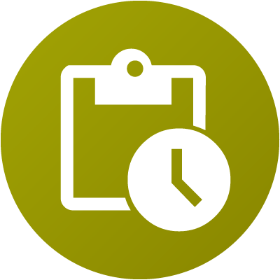 Clipboard and clock icon